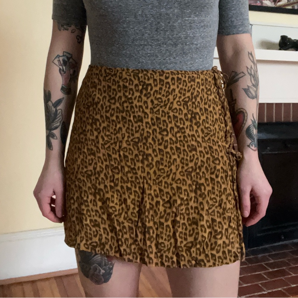 GB Leopard Print Faux Wrap Skirt